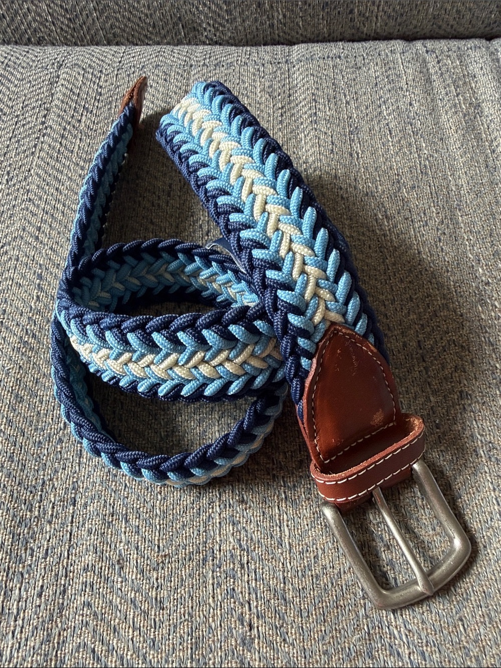 Vineyard Vines Men’s Blue/Light Braided Stretch Leather Belt Size: 30